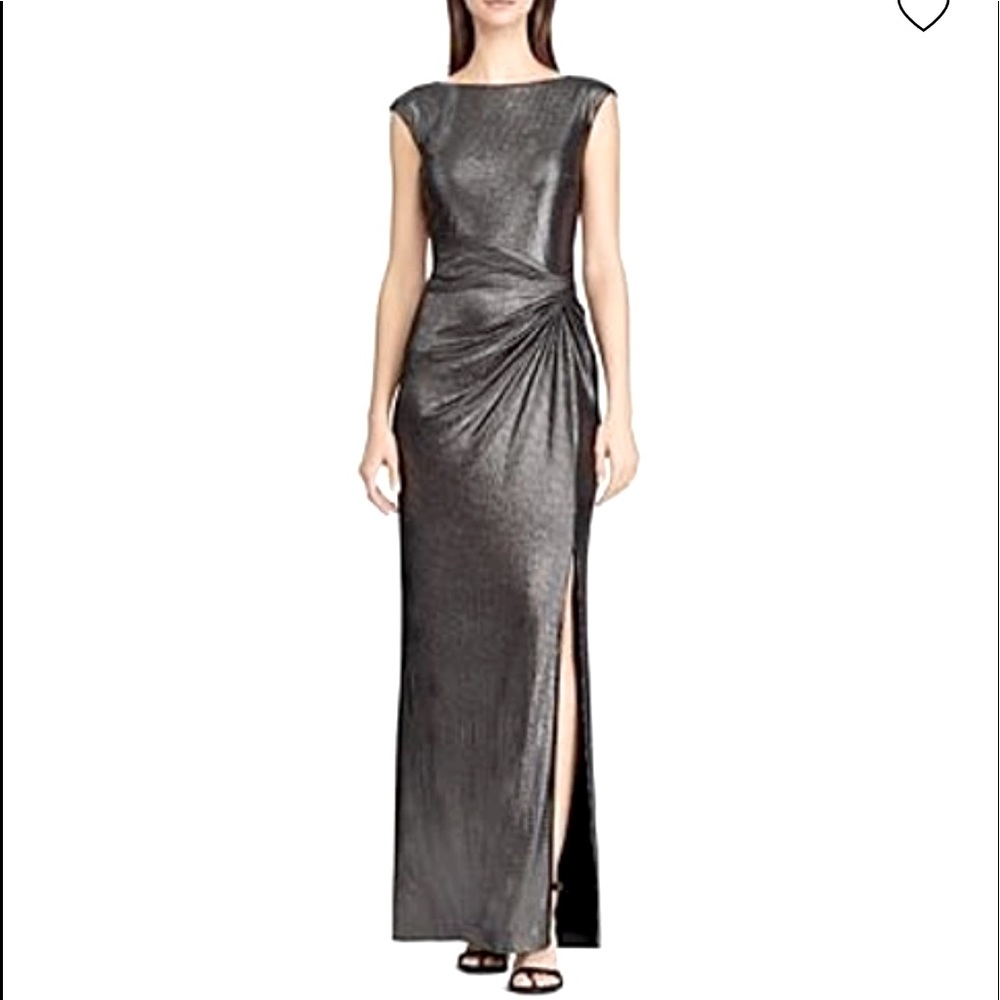 Lauren Ralph Lauren Metallic Draped Gown, Size 8